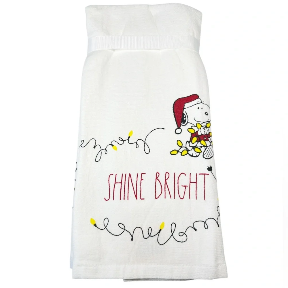 NEW Rae Dunn/Peanuts Snoopy SHINE BRIGHT Kitchen Towel Set/2